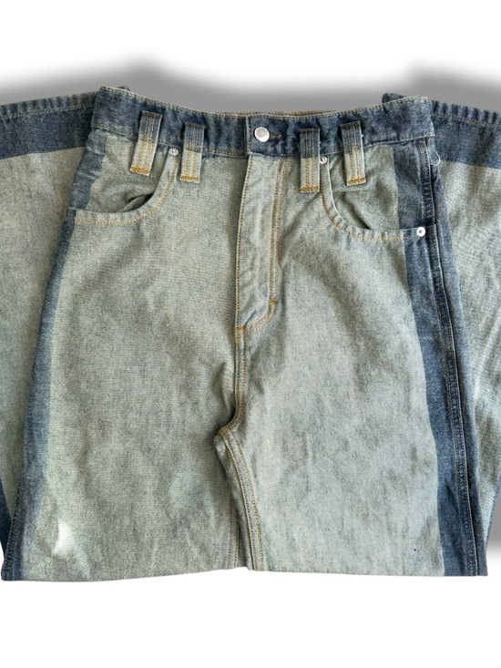 Eckhaus Latta Denim - Eckhaus Latta Two-Tone Light and Dark Blue Straight Leg Jeans